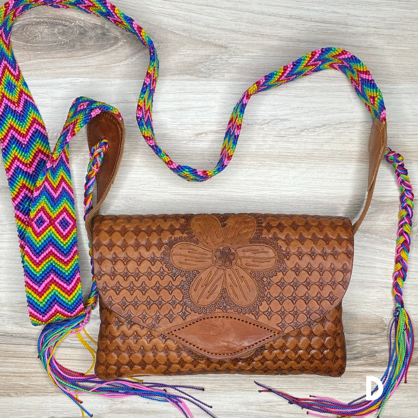 Mexican Leather Envelope Crossbody Bag - Hand Tooled – Camelia
