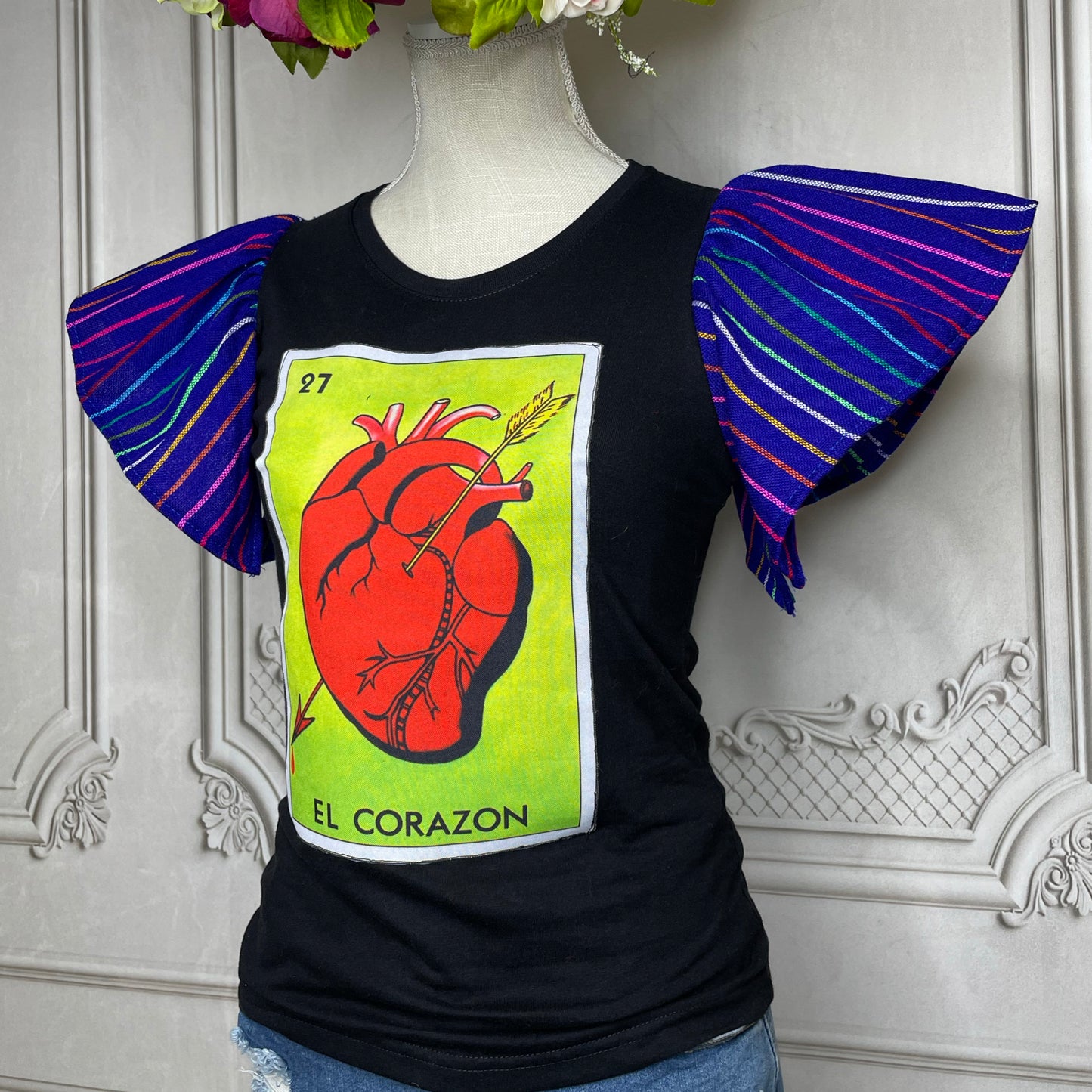 Loteria T-Shirt Cambaya Sleeve - EL CORAZON