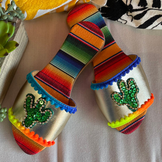 Mexican Sarape Sandals - Cactus