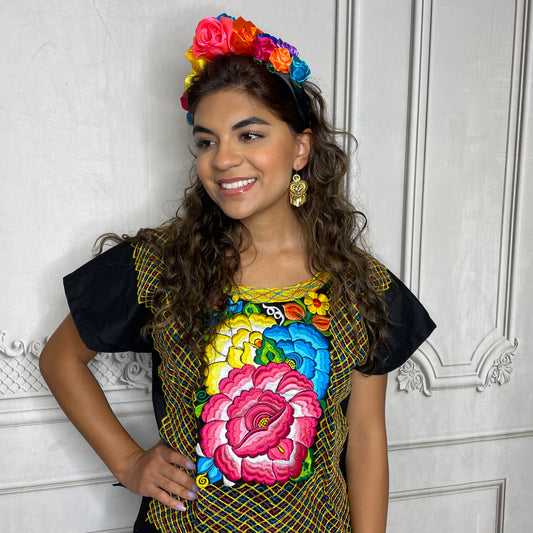 Frida Kahlo Huipil Blouse Stretch Fleur