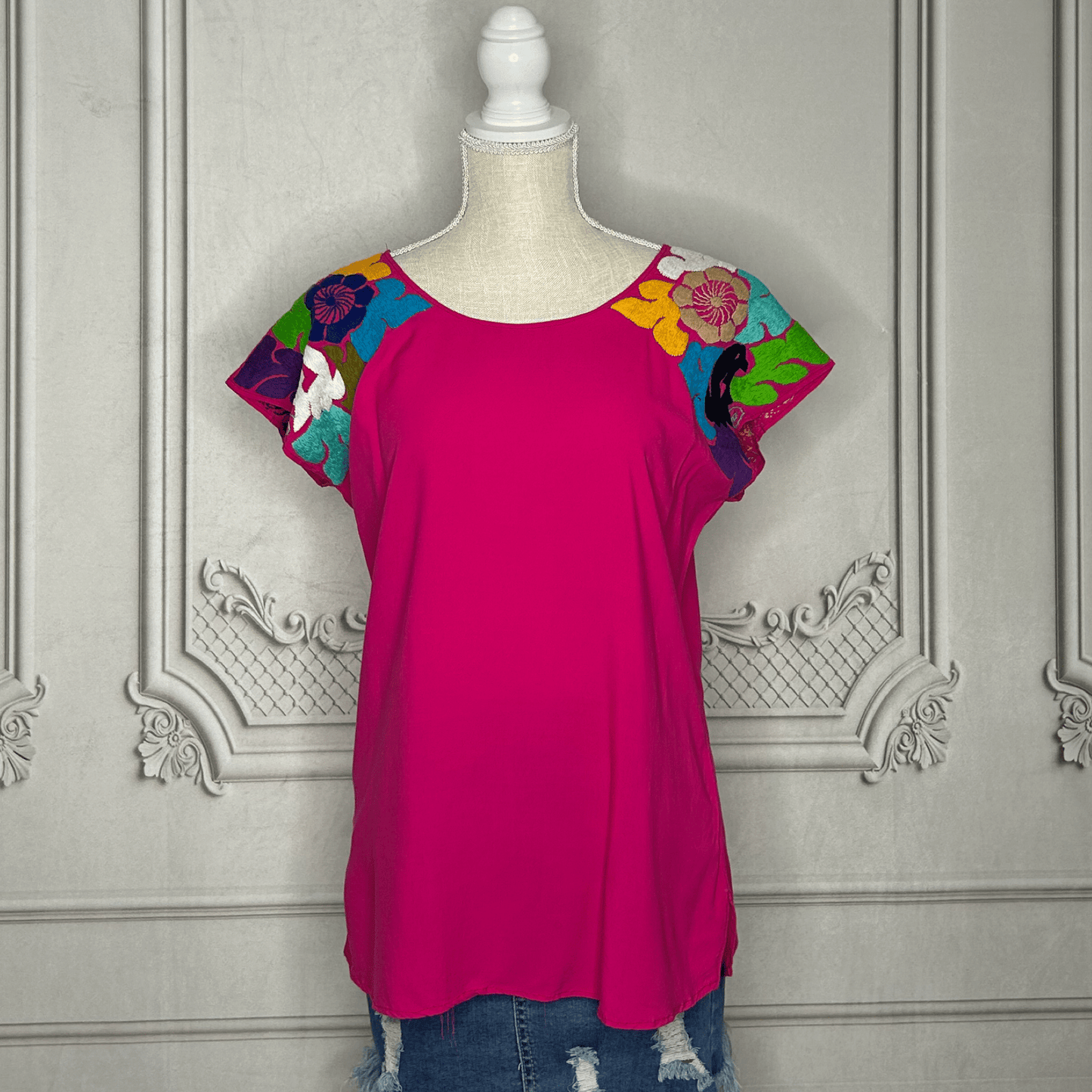 Jalapa Embroidered Sleeve Mexican Blouse