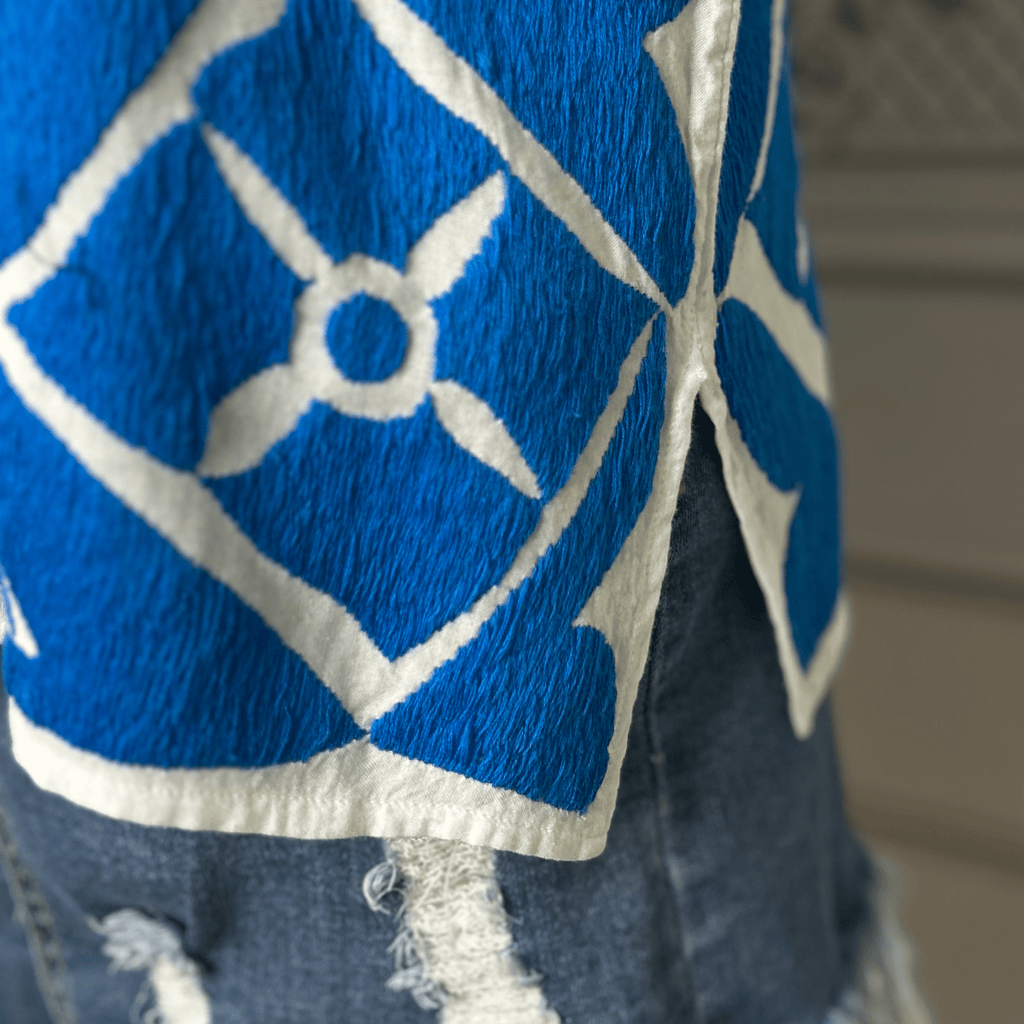 Jalapa Mexican Blouse - Blue Jalapa Mexican Blouse - Blue