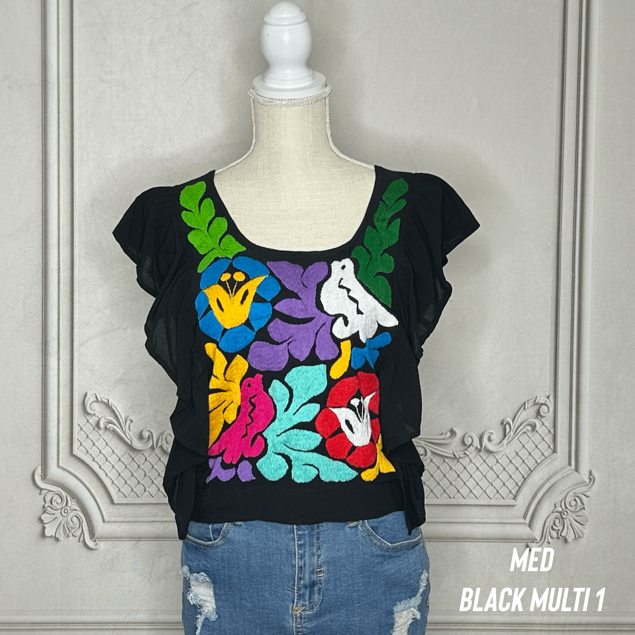 Jalapa Mexican Blouse - Butterfly Sleeve Crop Top Jalapa Mexican Blouse - Butterfly Sleeve Crop Top