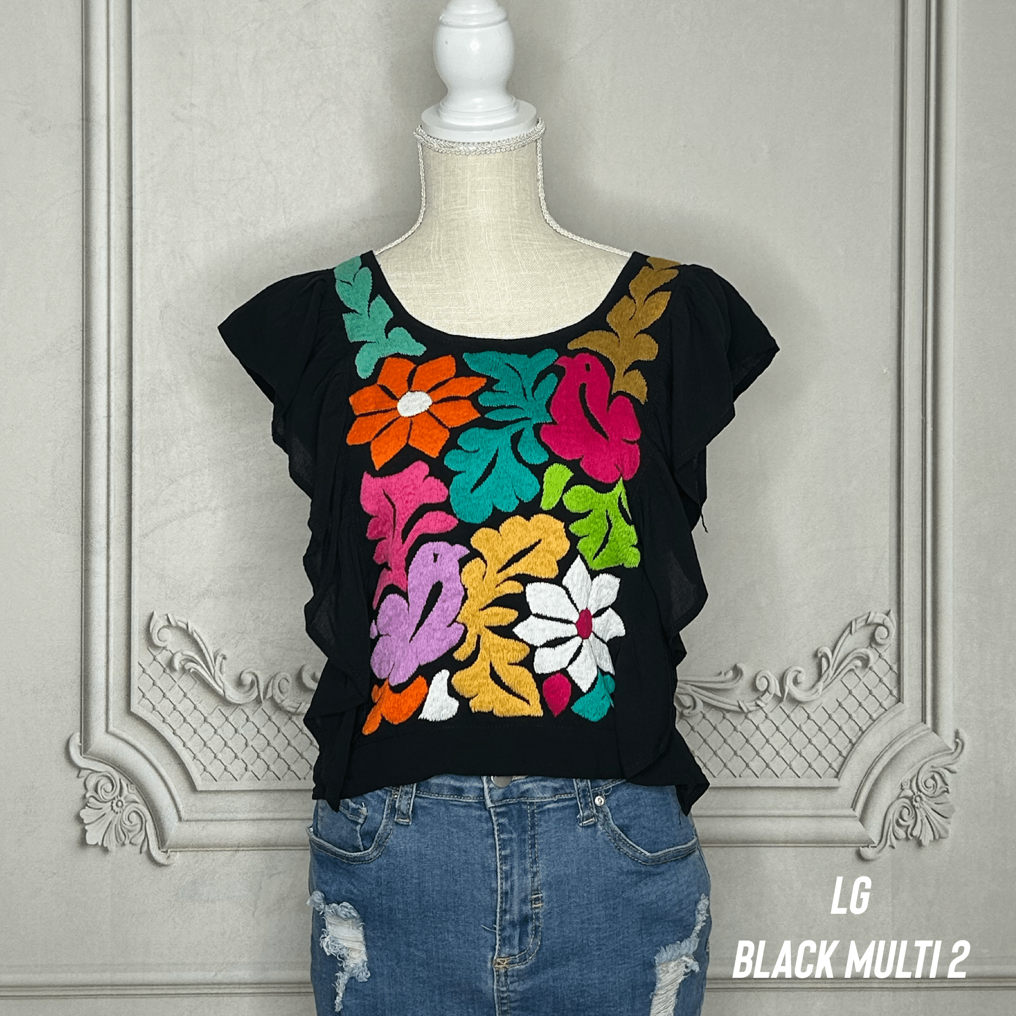 Jalapa Mexican Blouse - Butterfly Sleeve Crop Top Jalapa Mexican Blouse - Butterfly Sleeve Crop Top