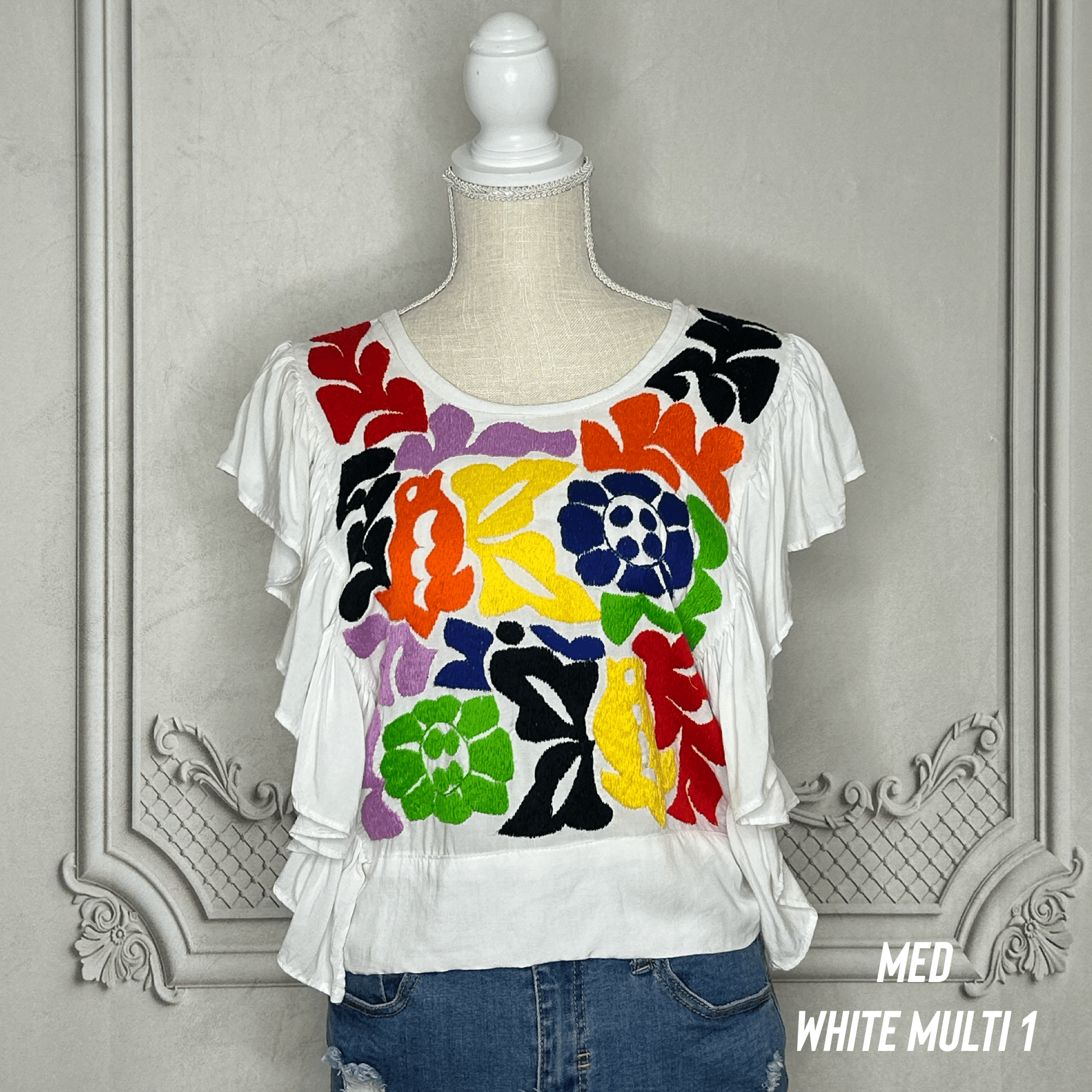 Jalapa Mexican Blouse - Butterfly Sleeve Crop Top Jalapa Mexican Blouse - Butterfly Sleeve Crop Top