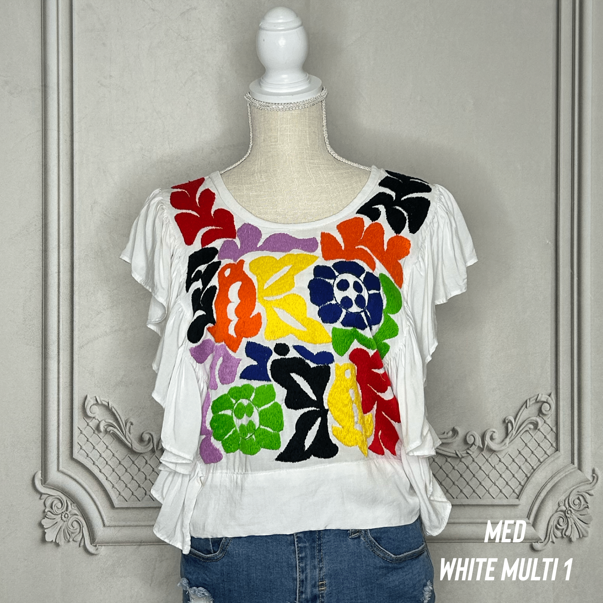 Jalapa Mexican Blouse - Butterfly Sleeve Crop Top Jalapa Mexican Blouse - Butterfly Sleeve Crop Top