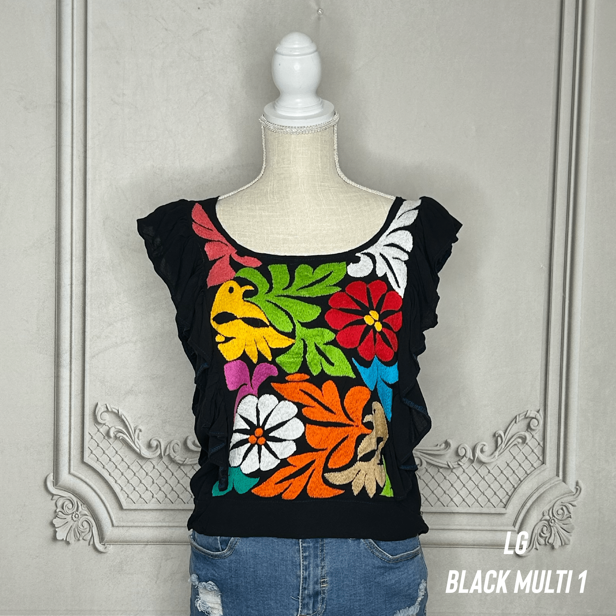 Jalapa Mexican Blouse - Butterfly Sleeve Crop Top Jalapa Mexican Blouse - Butterfly Sleeve Crop Top