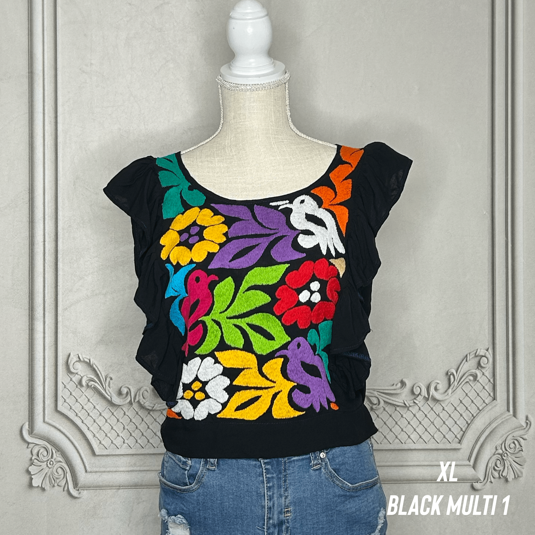 Jalapa Mexican Blouse - Butterfly Sleeve Crop Top Jalapa Mexican Blouse - Butterfly Sleeve Crop Top