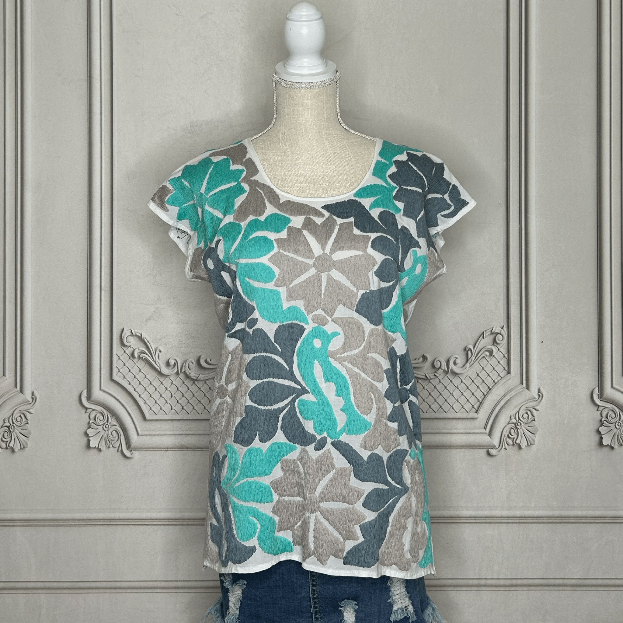 Jalapa Mexican Blouse - Mint Jalapa Mexican Blouse - Mint