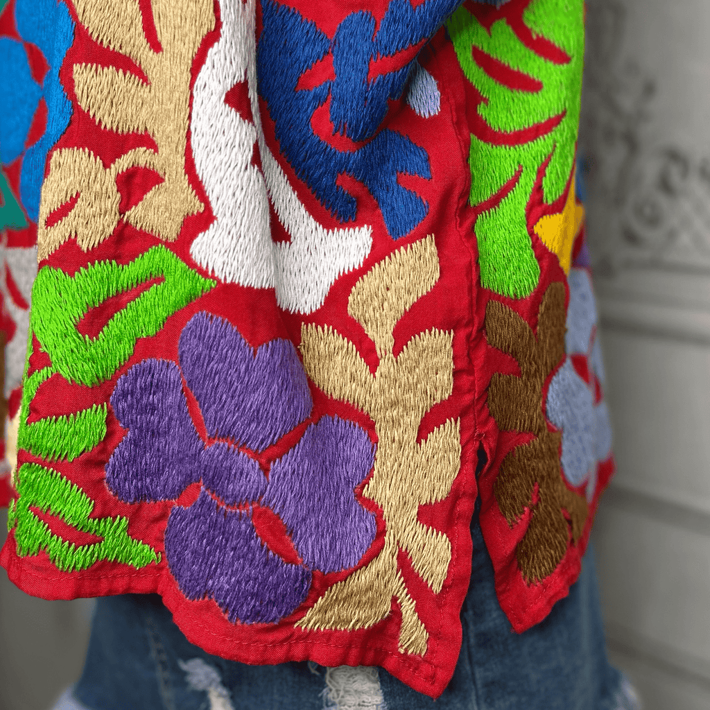 Jalapa Mexican Blouse - Red Multi Jalapa Mexican Blouse - Red Multi
