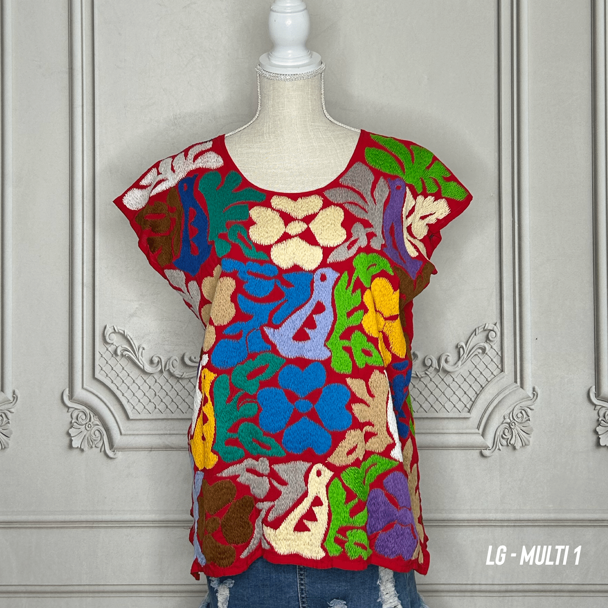 Jalapa Mexican Blouse - Red Multi Jalapa Mexican Blouse - Red Multi