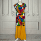 Jalapa Mexican Huipil Dress - Multi Knee Length Jalapa Mexican Huipil Dress - Multi Knee Length