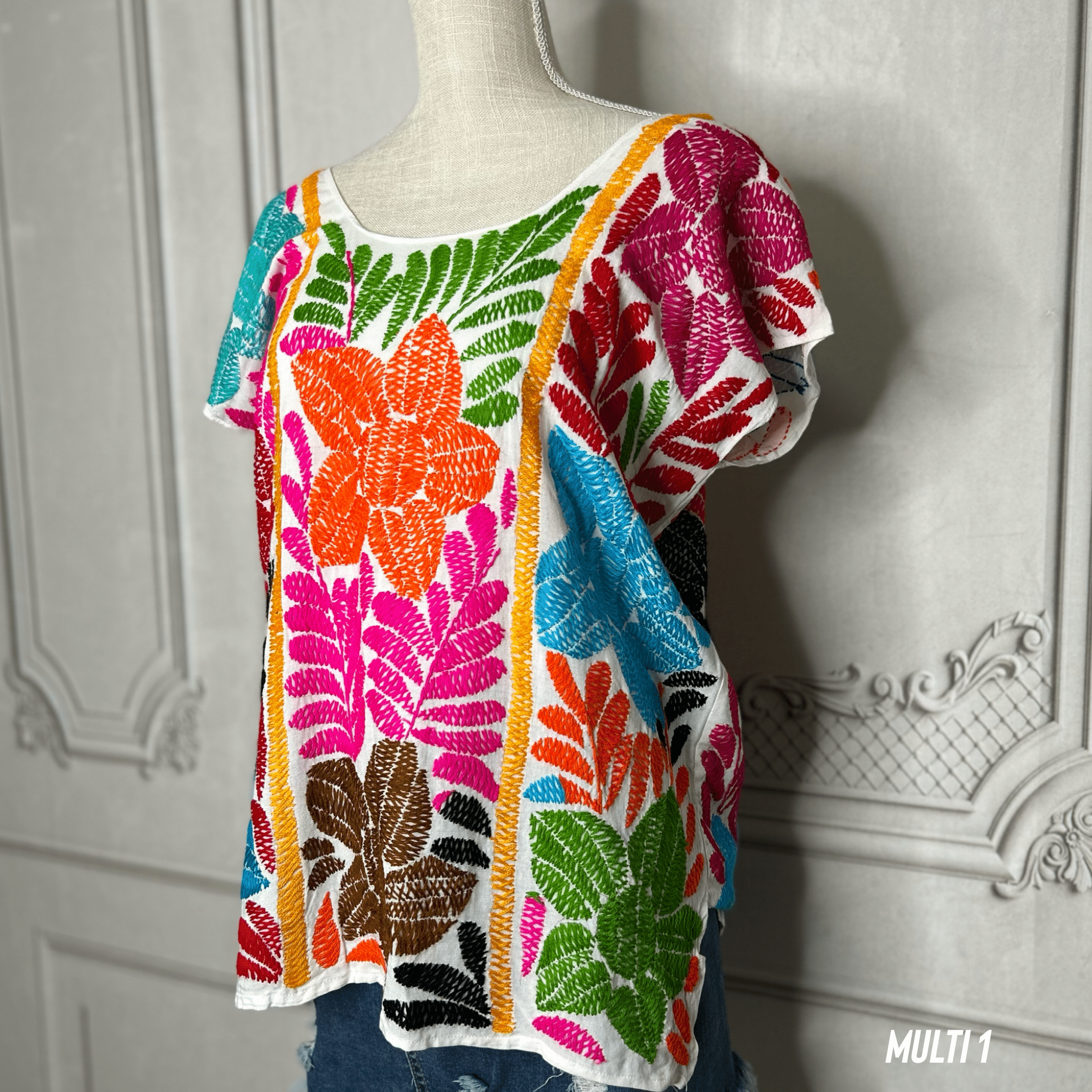 Jalapa Palmita Mexican Blouse - Soft Rayon Jalapa Palmita Mexican Blouse - Soft Rayon