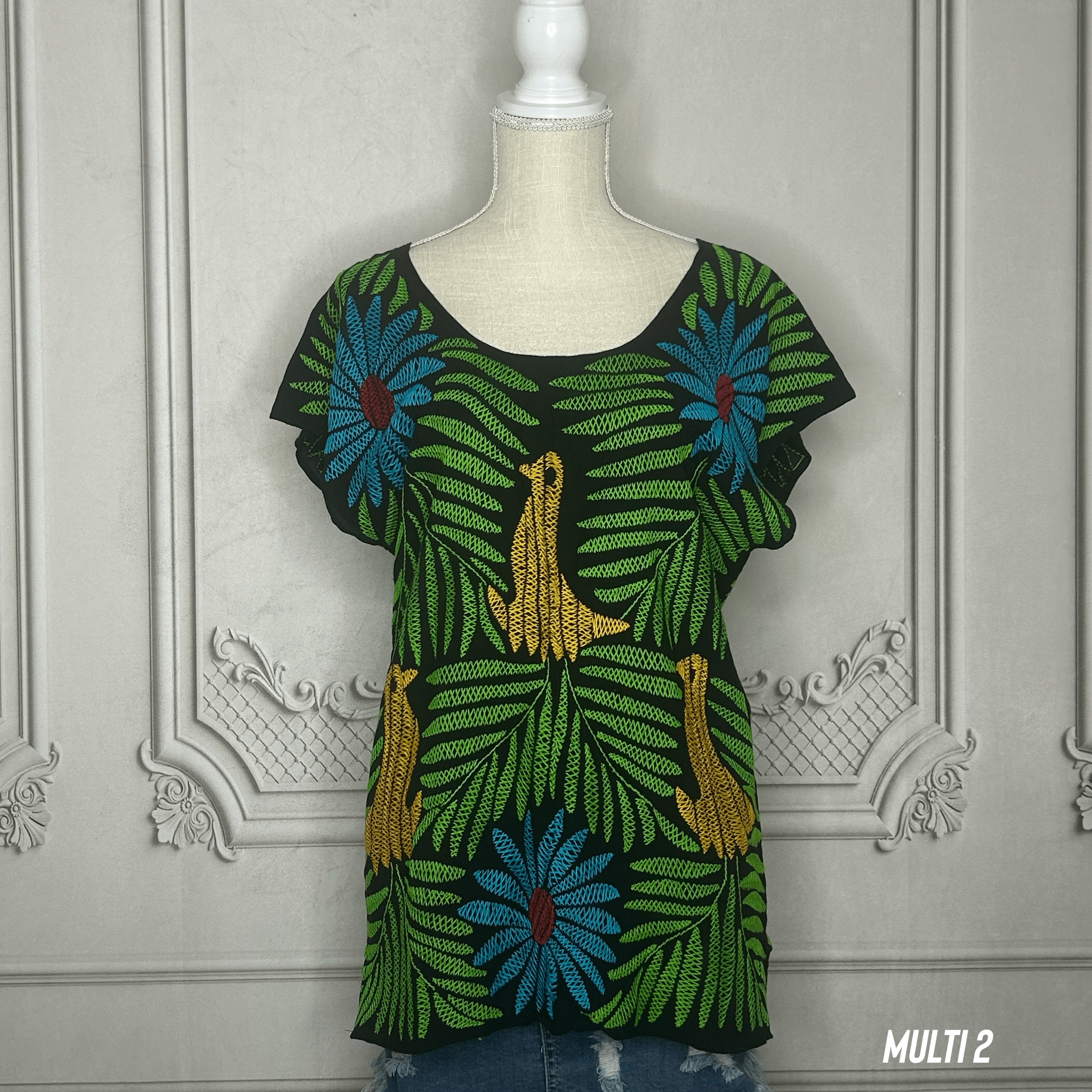 Jalapa Palmita Mexican Blouse - Soft Rayon Jalapa Palmita Mexican Blouse - Soft Rayon