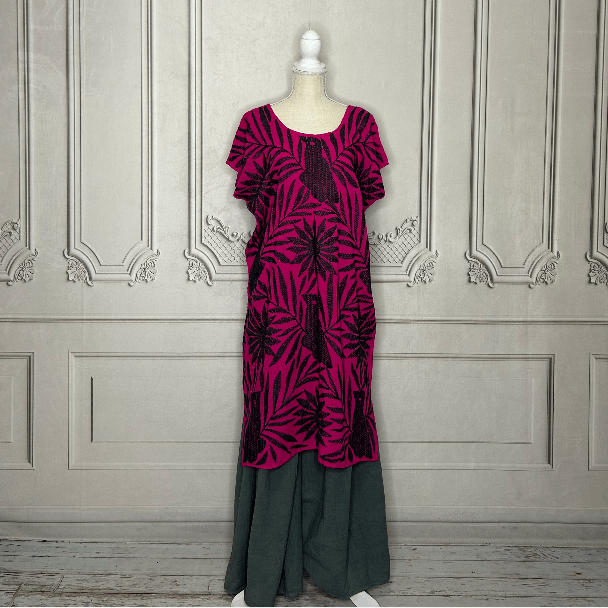 Jalapa Palmita Mexican Dress  - Soft Rayon Jalapa Palmita Mexican Dress  - Soft Rayon