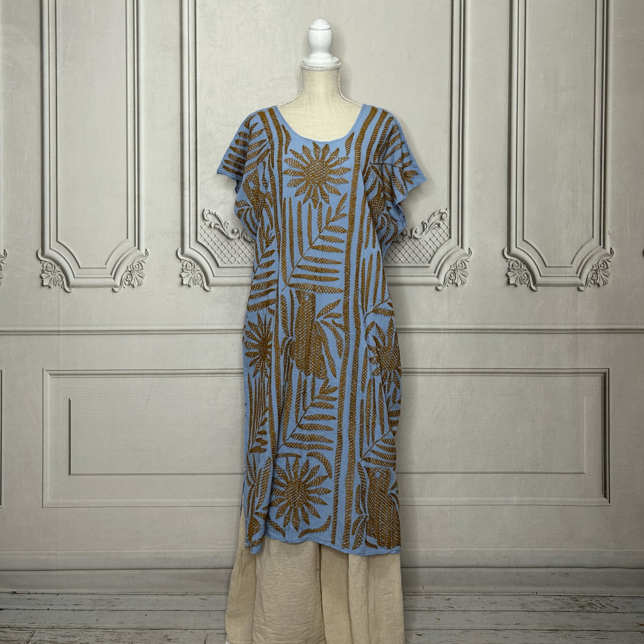 Jalapa Palmita Mexican Dress  - Soft Rayon Jalapa Palmita Mexican Dress  - Soft Rayon