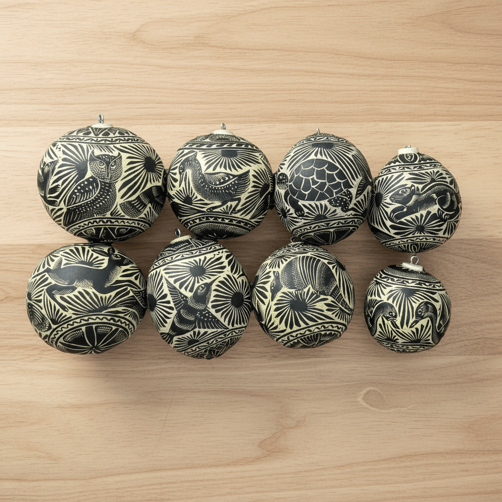 Jícara Natural Hand-Carved Christmas Ornament BLACK Jícara Natural Hand-Carved Christmas Ornament BLACK