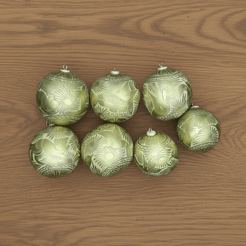 Jícara Natural Hand-Carved Christmas Ornament GOLD Jícara Natural Hand-Carved Christmas Ornament GOLD