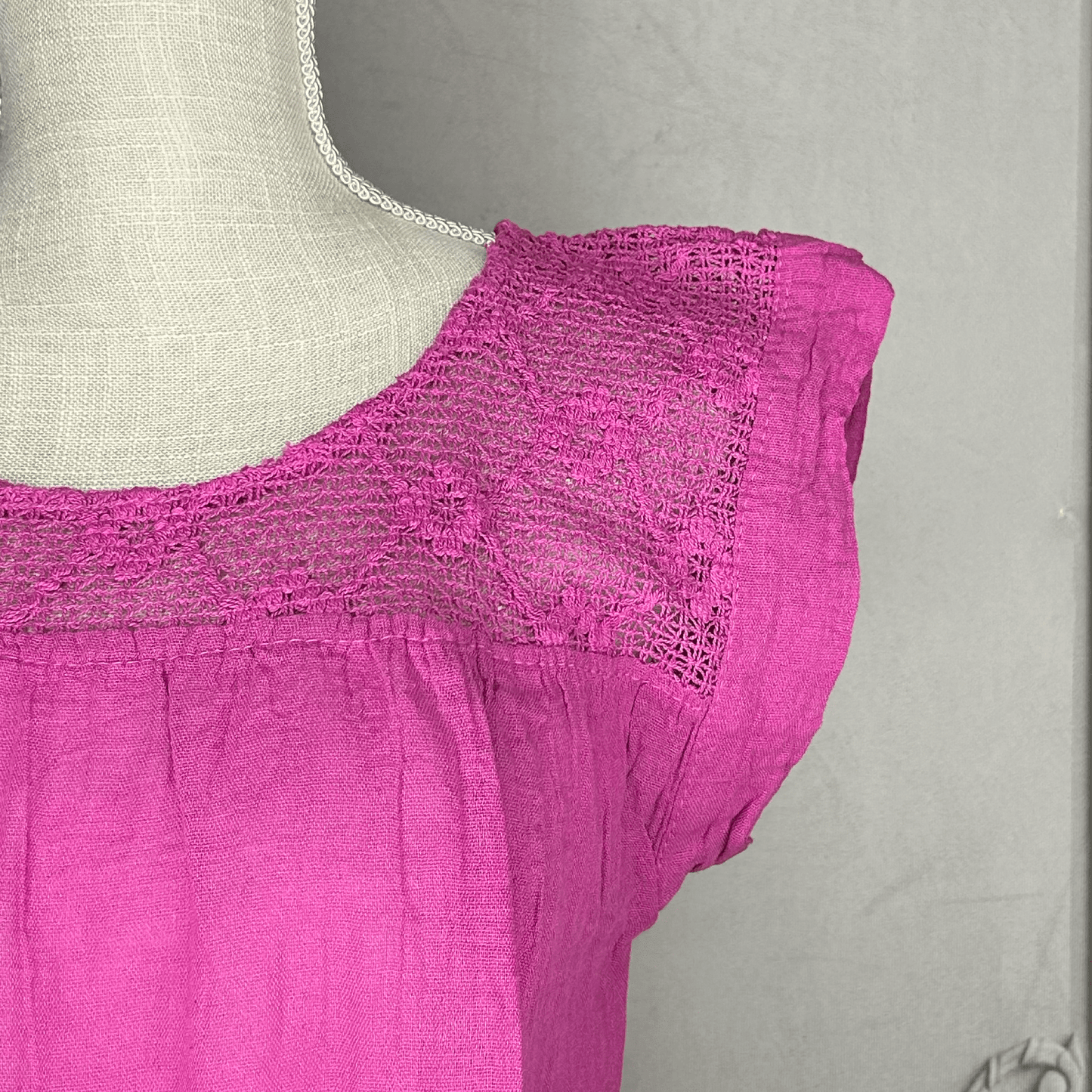 Laced Neck Gauze Blouse