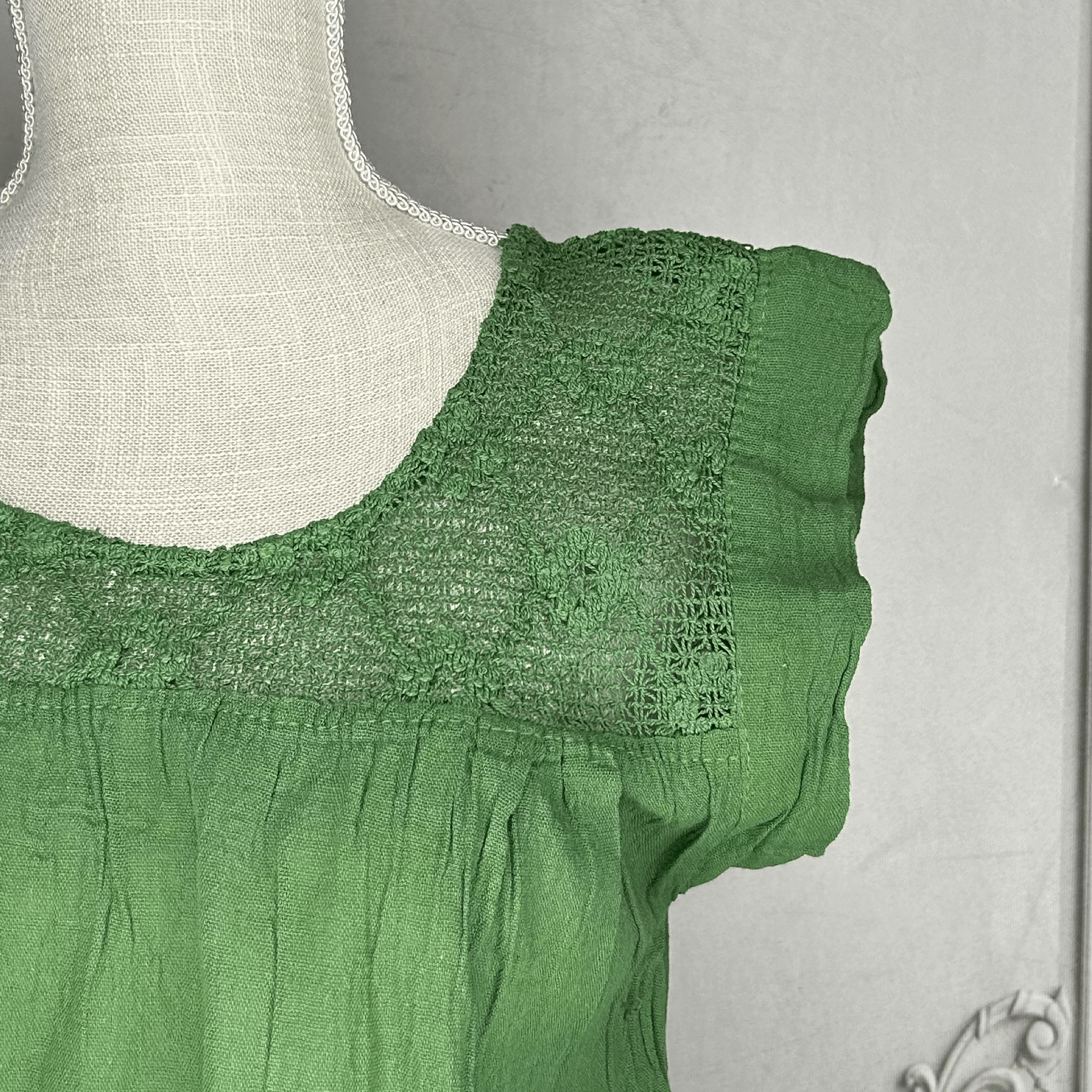 Laced Neck Gauze Blouse