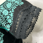 Laced Trim Mexican Midi Dress - Puebla Black Laced Trim Mexican Midi Dress - Puebla Black