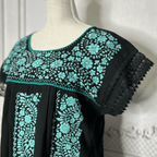 Laced Trim Mexican Midi Dress - Puebla Black Laced Trim Mexican Midi Dress - Puebla Black