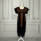 Laced Trim Mexican Midi Dress - Puebla Black Laced Trim Mexican Midi Dress - Puebla Black