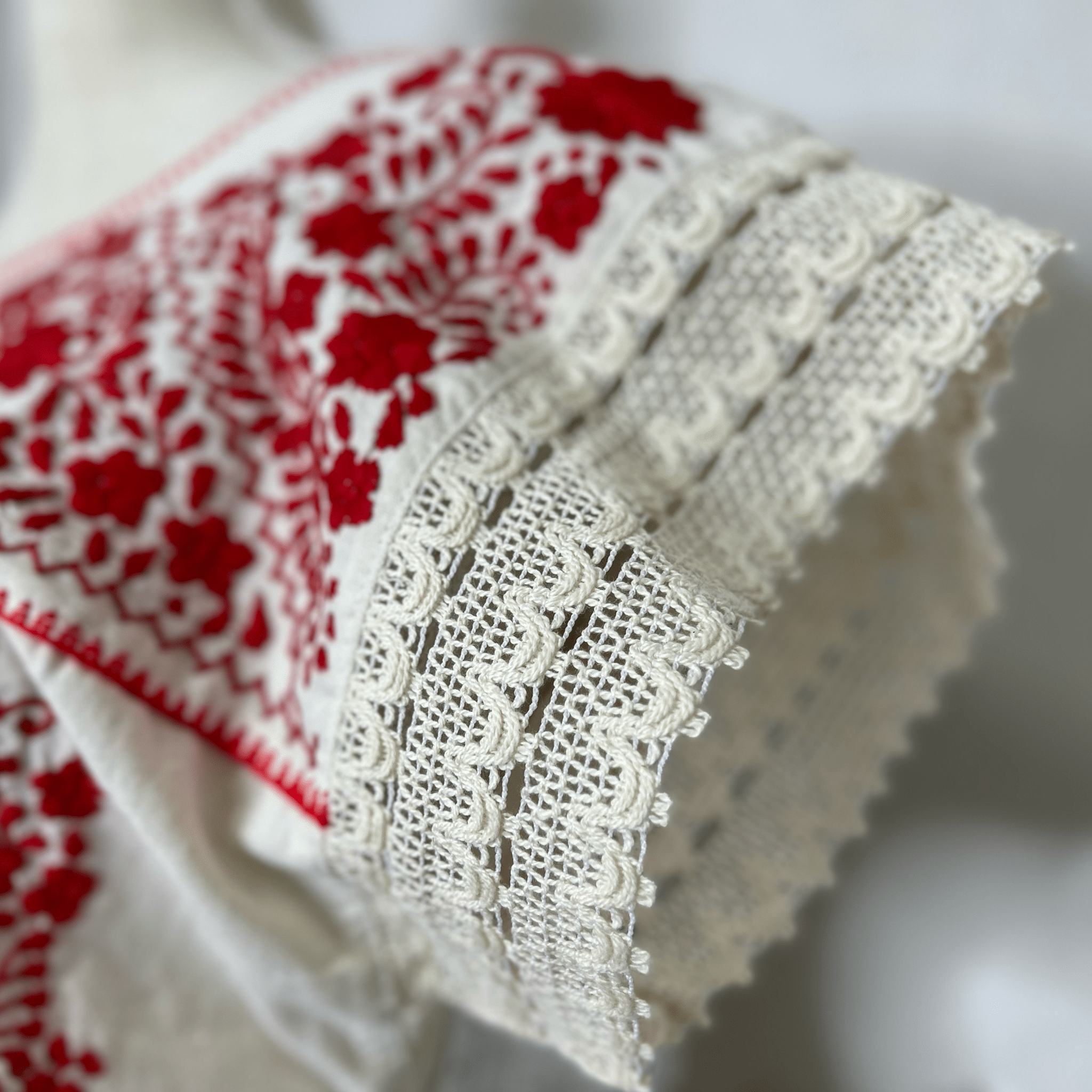 Laced Trim Mexican Midi Dress - Puebla Cream Laced Trim Mexican Midi Dress - Puebla Cream