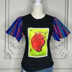 Loteria T-Shirt Cambaya Sleeve - EL CORAZON Loteria T-Shirt Cambaya Sleeve - EL CORAZON