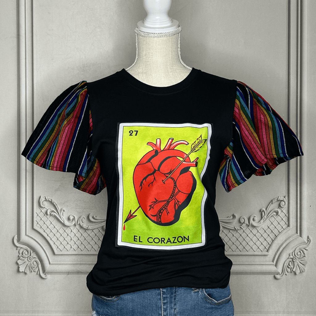 Loteria T-Shirt Cambaya Sleeve - EL CORAZON Loteria T-Shirt Cambaya Sleeve - EL CORAZON