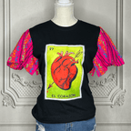 Loteria T-Shirt Cambaya Sleeve - EL CORAZON Loteria T-Shirt Cambaya Sleeve - EL CORAZON