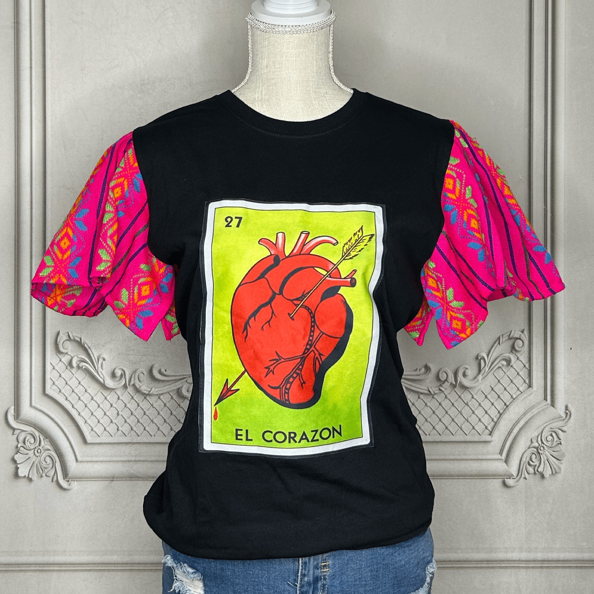 Loteria T-Shirt Cambaya Sleeve - EL CORAZON Loteria T-Shirt Cambaya Sleeve - EL CORAZON