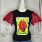 Loteria T-Shirt Cambaya Sleeve - EL CORAZON Loteria T-Shirt Cambaya Sleeve - EL CORAZON