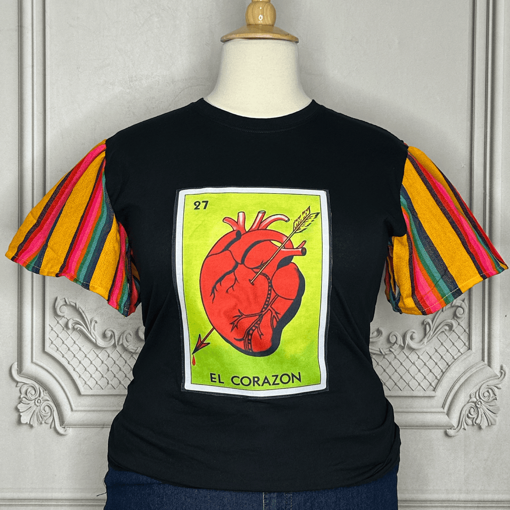 Loteria T-Shirt Cambaya Sleeve - EL CORAZON Loteria T-Shirt Cambaya Sleeve - EL CORAZON