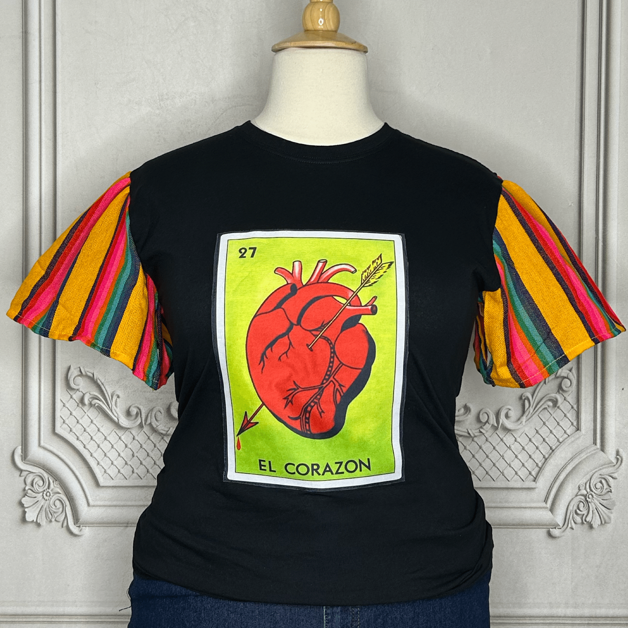 Loteria T-Shirt Cambaya Sleeve - EL CORAZON Loteria T-Shirt Cambaya Sleeve - EL CORAZON