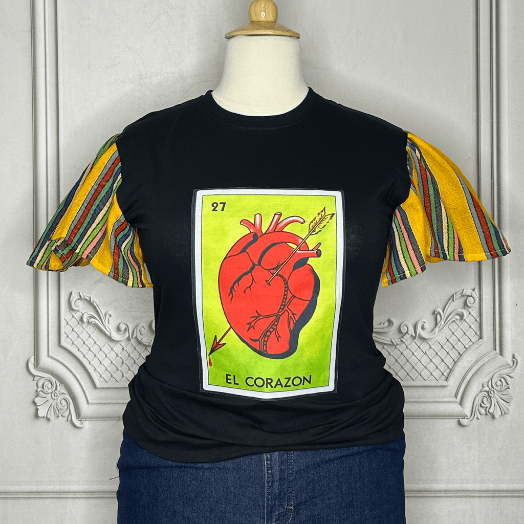 Loteria T-Shirt Cambaya Sleeve - EL CORAZON Loteria T-Shirt Cambaya Sleeve - EL CORAZON