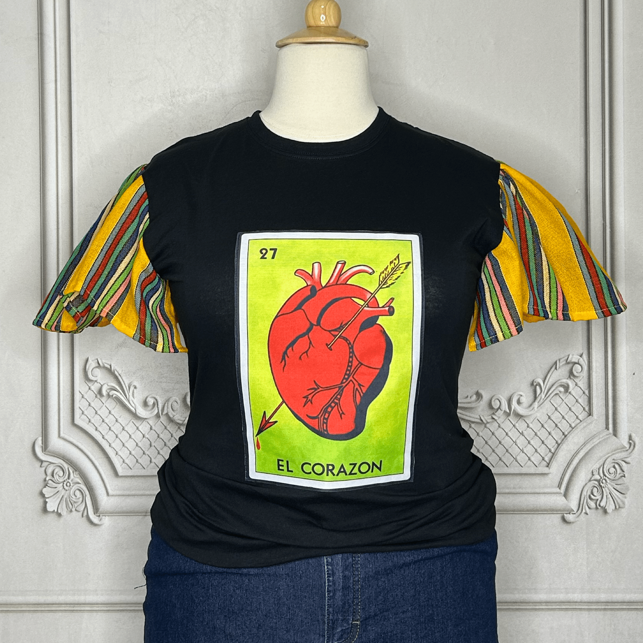 Loteria T-Shirt Cambaya Sleeve - EL CORAZON Loteria T-Shirt Cambaya Sleeve - EL CORAZON