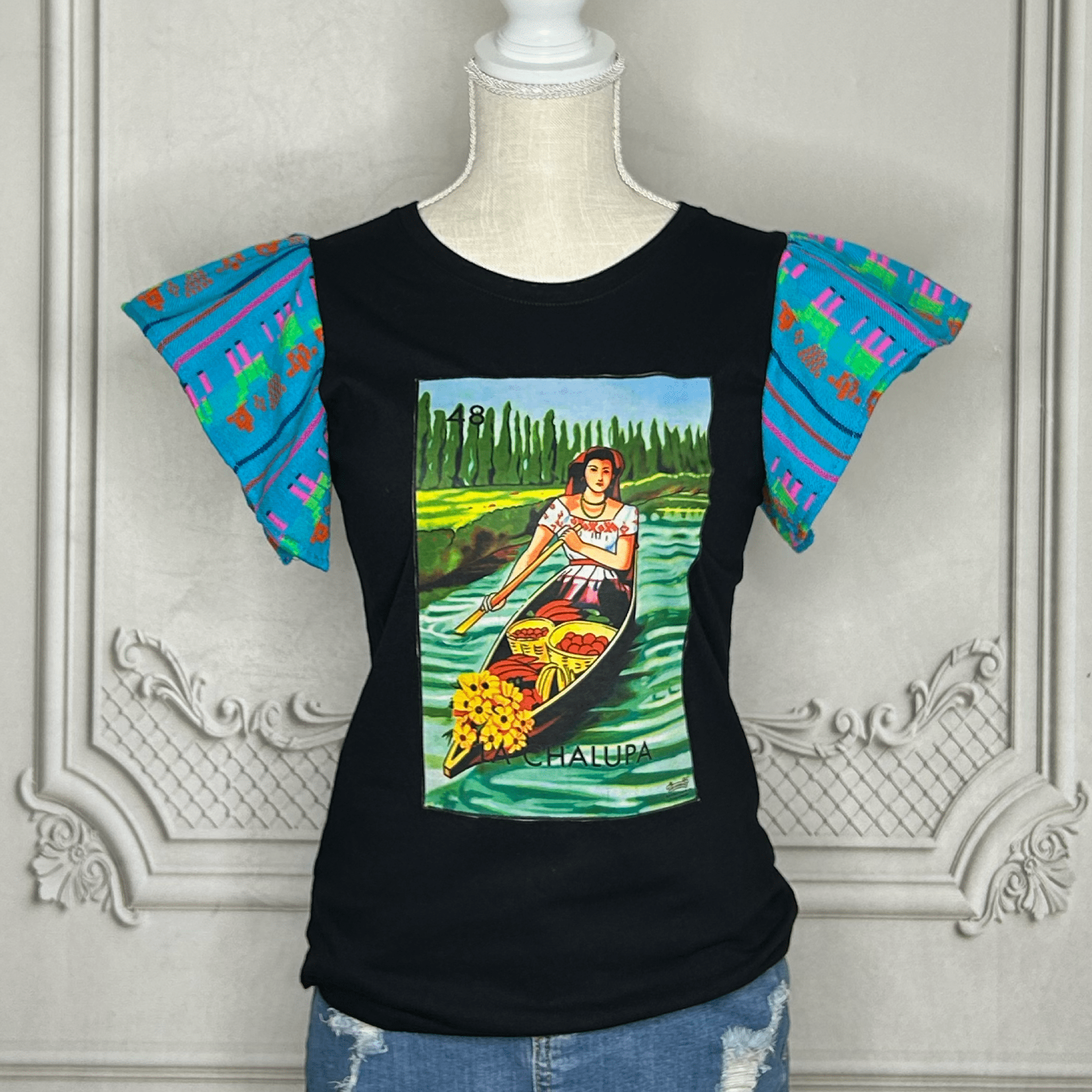 Loteria T-Shirt Cambaya Sleeve -  LA CHALUPA Loteria T-Shirt Cambaya Sleeve -  LA CHALUPA