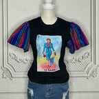 Loteria T-Shirt Cambaya Sleeve -  LA DAMA Loteria T-Shirt Cambaya Sleeve -  LA DAMA