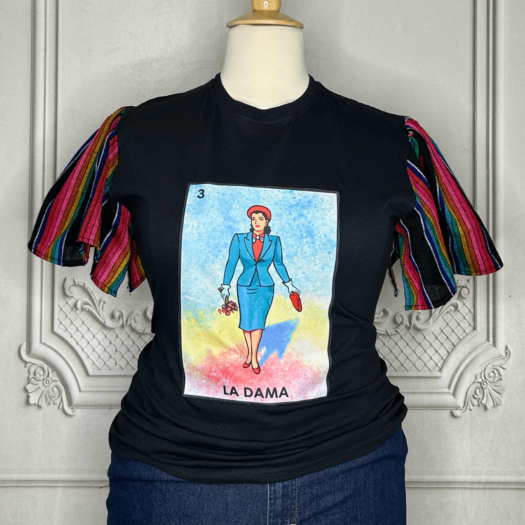 Loteria T-Shirt Cambaya Sleeve -  LA DAMA Loteria T-Shirt Cambaya Sleeve -  LA DAMA