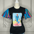 Loteria T-Shirt Cambaya Sleeve -  LA DAMA Loteria T-Shirt Cambaya Sleeve -  LA DAMA
