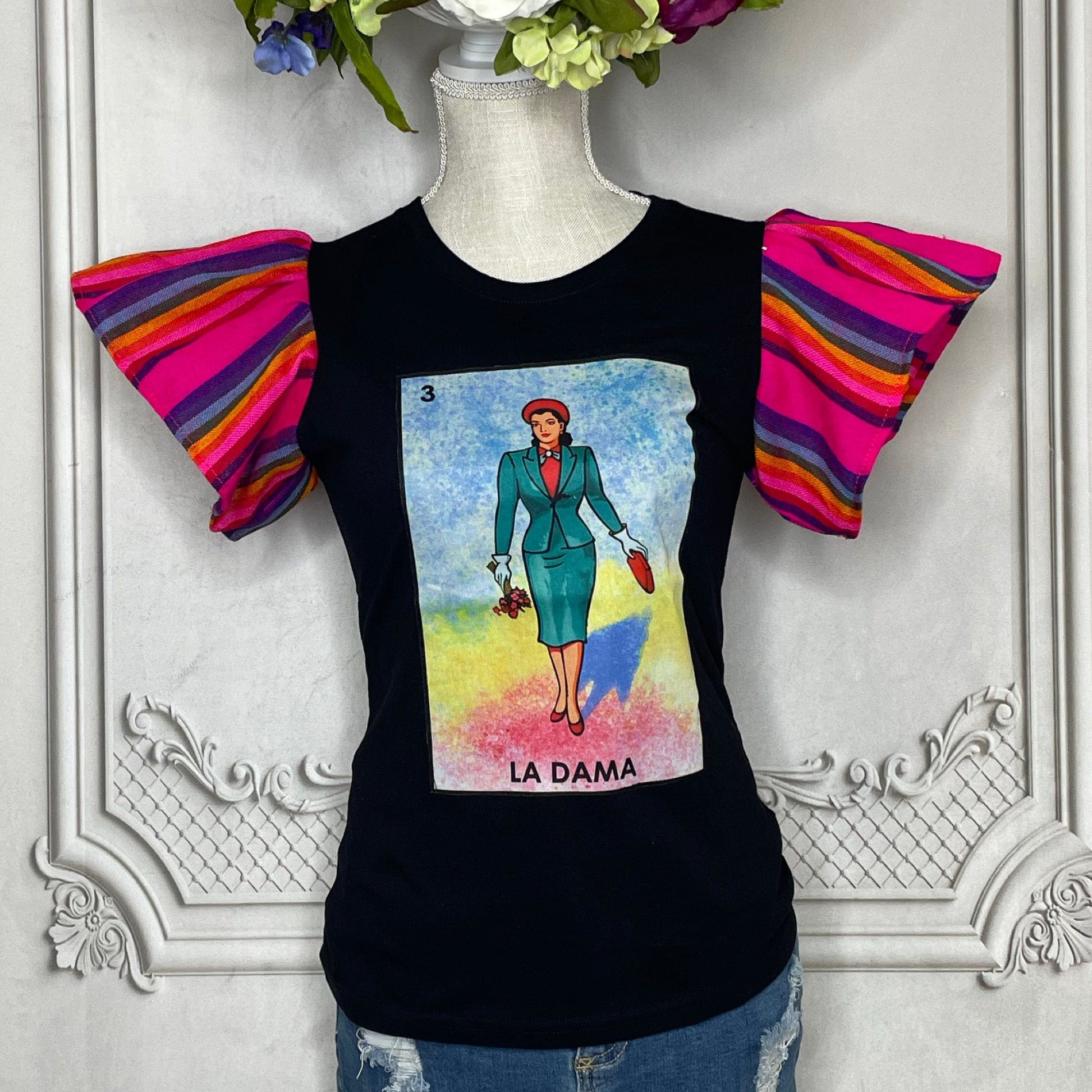 Loteria T-Shirt Cambaya Sleeve -  LA DAMA