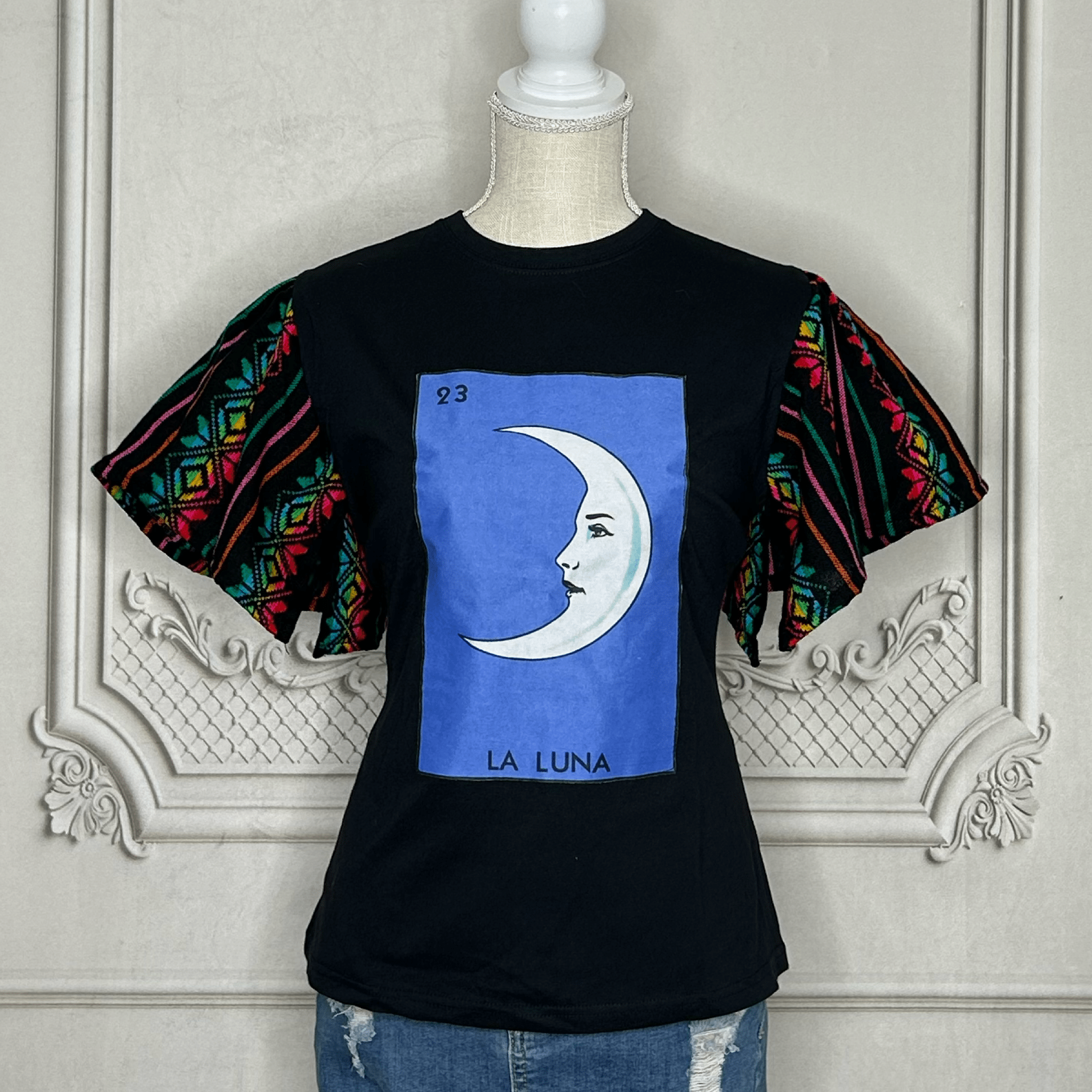 Loteria T-Shirt Cambaya Sleeve - LA LUNA Loteria T-Shirt Cambaya Sleeve - LA LUNA