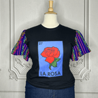 Loteria T-Shirt Cambaya Sleeve - LA ROSA Loteria T-Shirt Cambaya Sleeve - LA ROSA