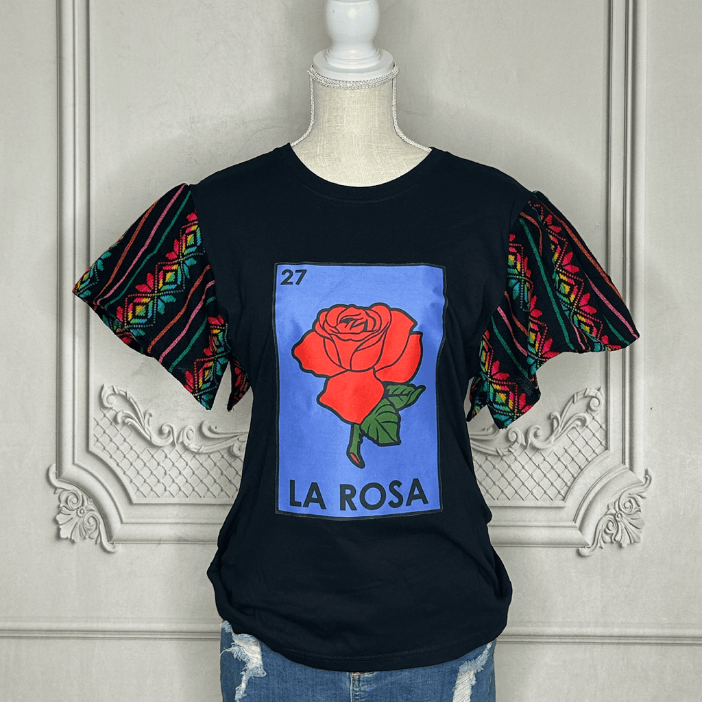 Loteria T-Shirt Cambaya Sleeve - LA ROSA Loteria T-Shirt Cambaya Sleeve - LA ROSA