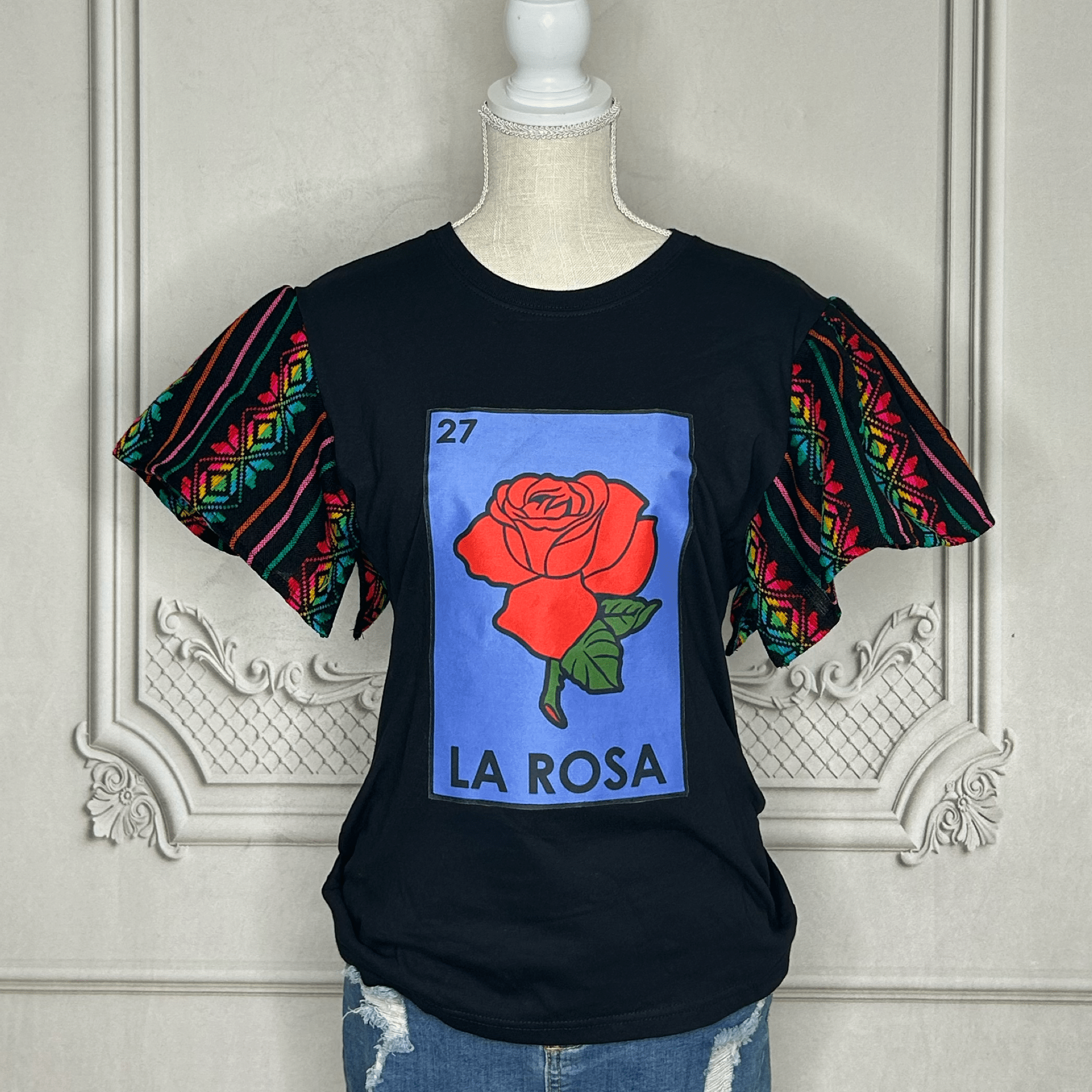 Loteria T-Shirt Cambaya Sleeve - LA ROSA Loteria T-Shirt Cambaya Sleeve - LA ROSA
