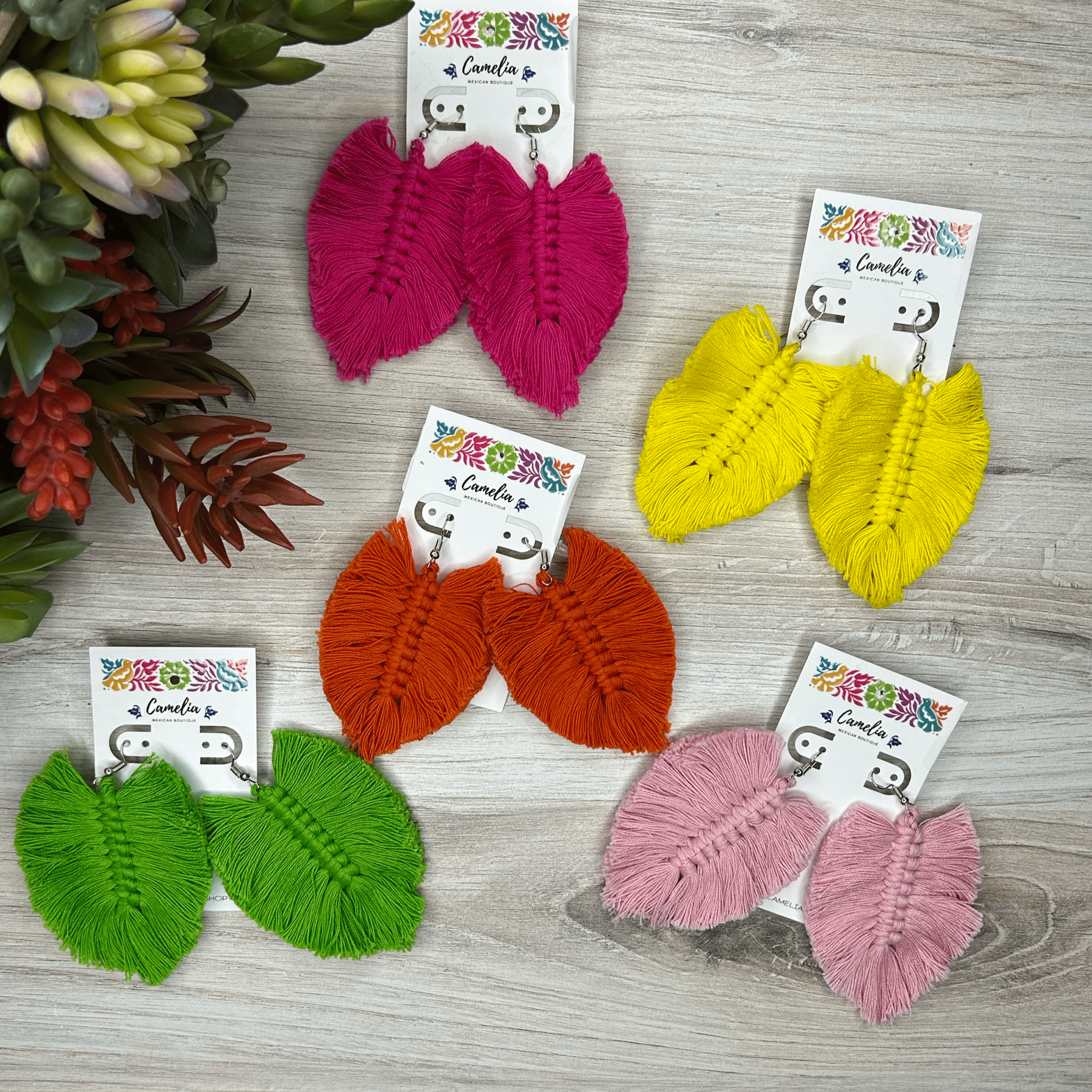 Macrame Feather Earrings Macrame Feather Earrings