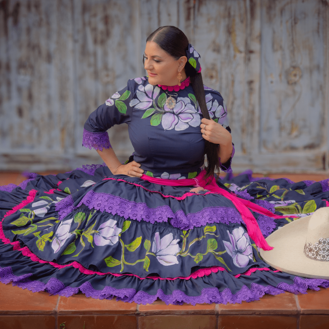 Magnolia Escaramuza Dress - Hand Painted Magnolia Escaramuza Dress - Hand Painted