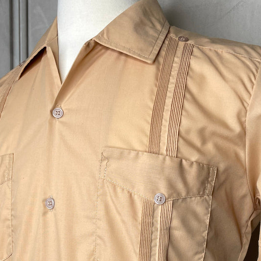 Men's Long Sleeve Guayabera 4 Pocket - Burnt Orange