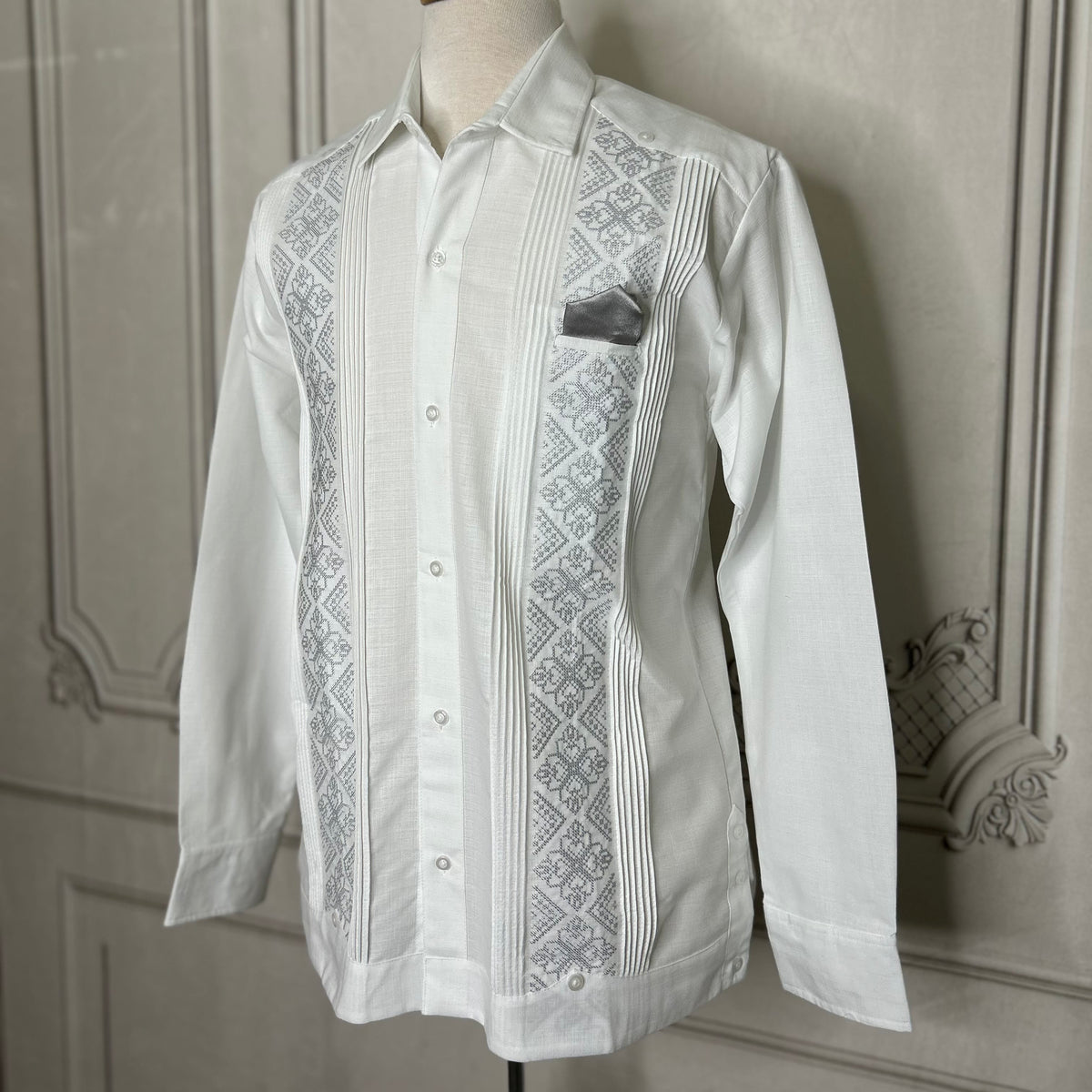 Men's Long Sleeve Linen Guayabera - Alexander Men's Long Sleeve Linen Guayabera - Alexander